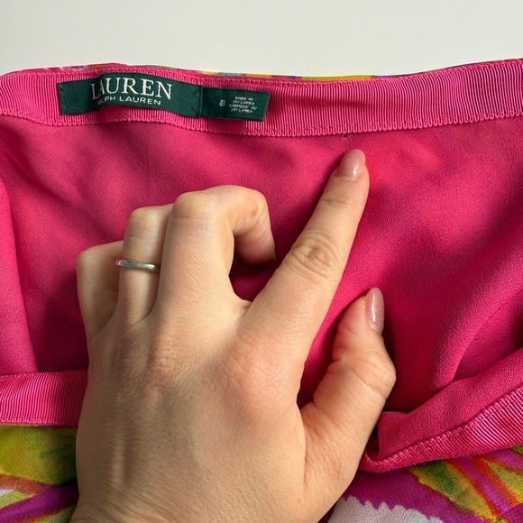 Ralph Lauren Tropical Floral Multi-Color Lined Faux Wrap Skirt 8 Workwear Office - Picture 9 of 10